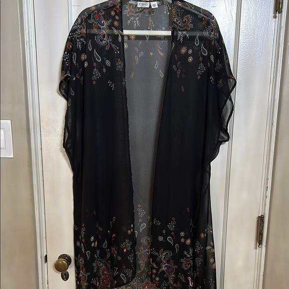 Cato Black and Red Elegant Kimono Coverup - Picture 1 of 8